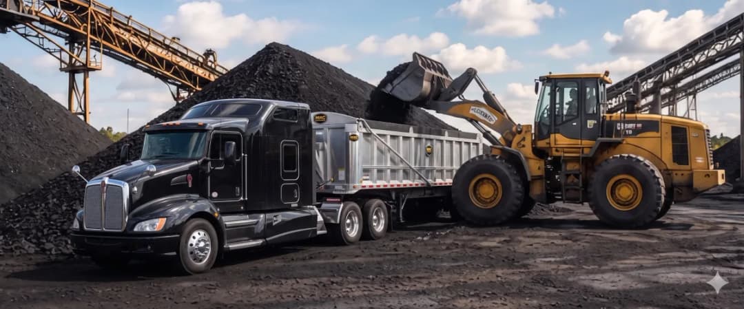 Truck delivery into industrial-customer stockpile under supply program.